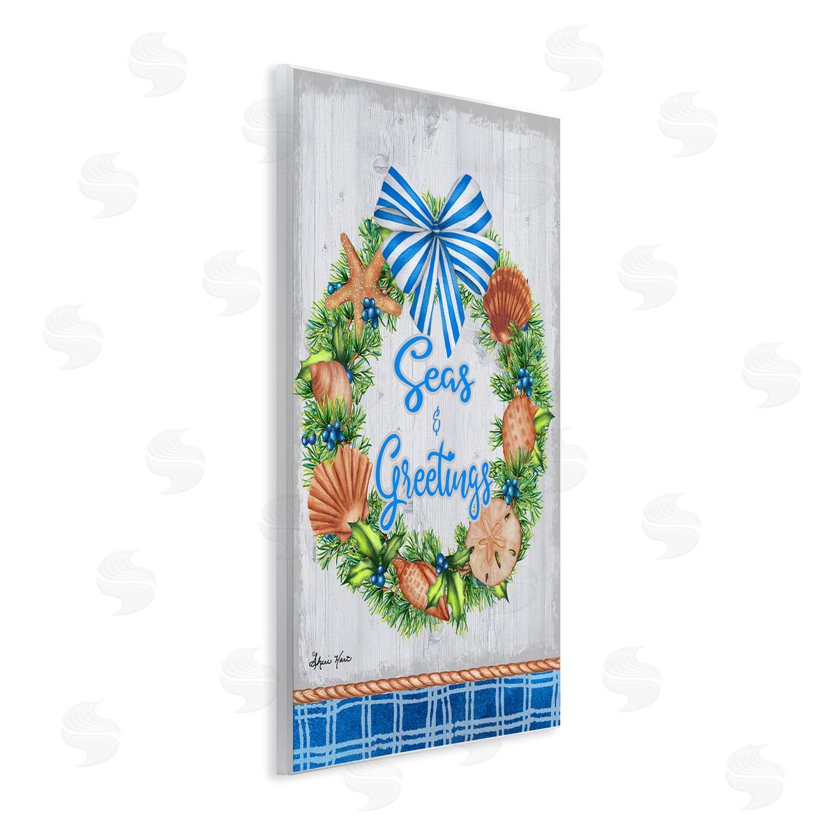 Sheri Hart Seas and Greetings Nautical Wreath Wall Plaque Art
