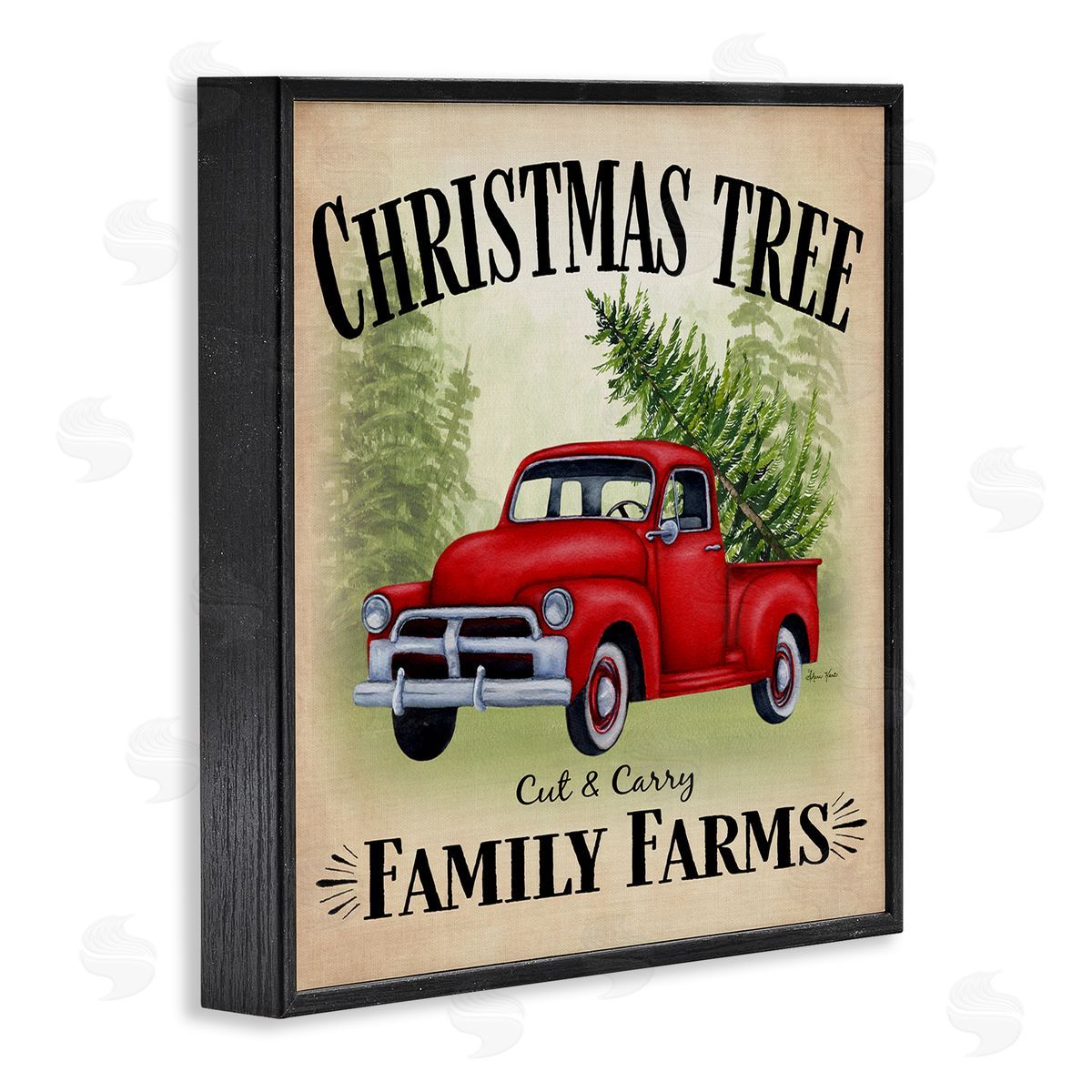 Sheri Hart Holiday Truck Christmas Tree Farms Black Framed Giclee Wall Art