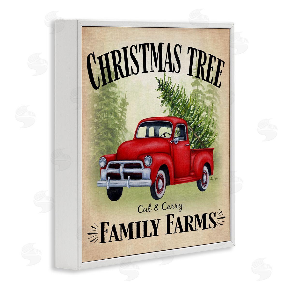 Sheri Hart Holiday Truck Christmas Tree Farms White Framed Giclee Wall Art
