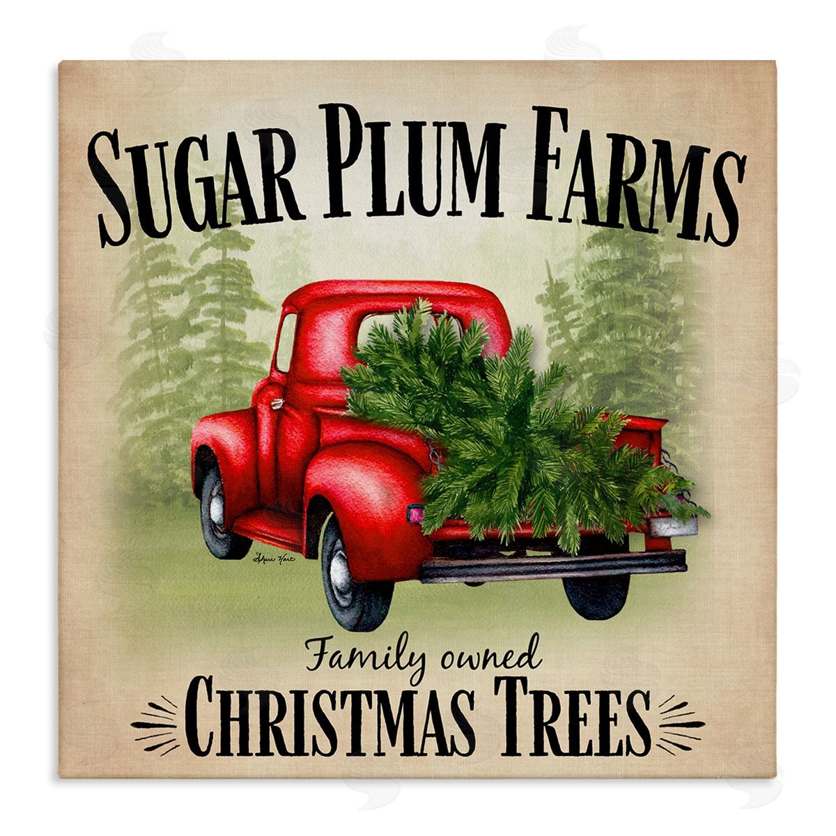Sheri Hart Holiday Truck Sugar Plum Farms Canvas Wall Art