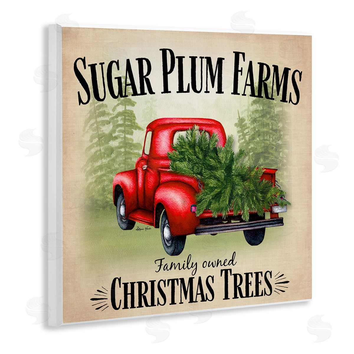 Sheri Hart Holiday Truck Sugar Plum Farms Wall Plaque Art