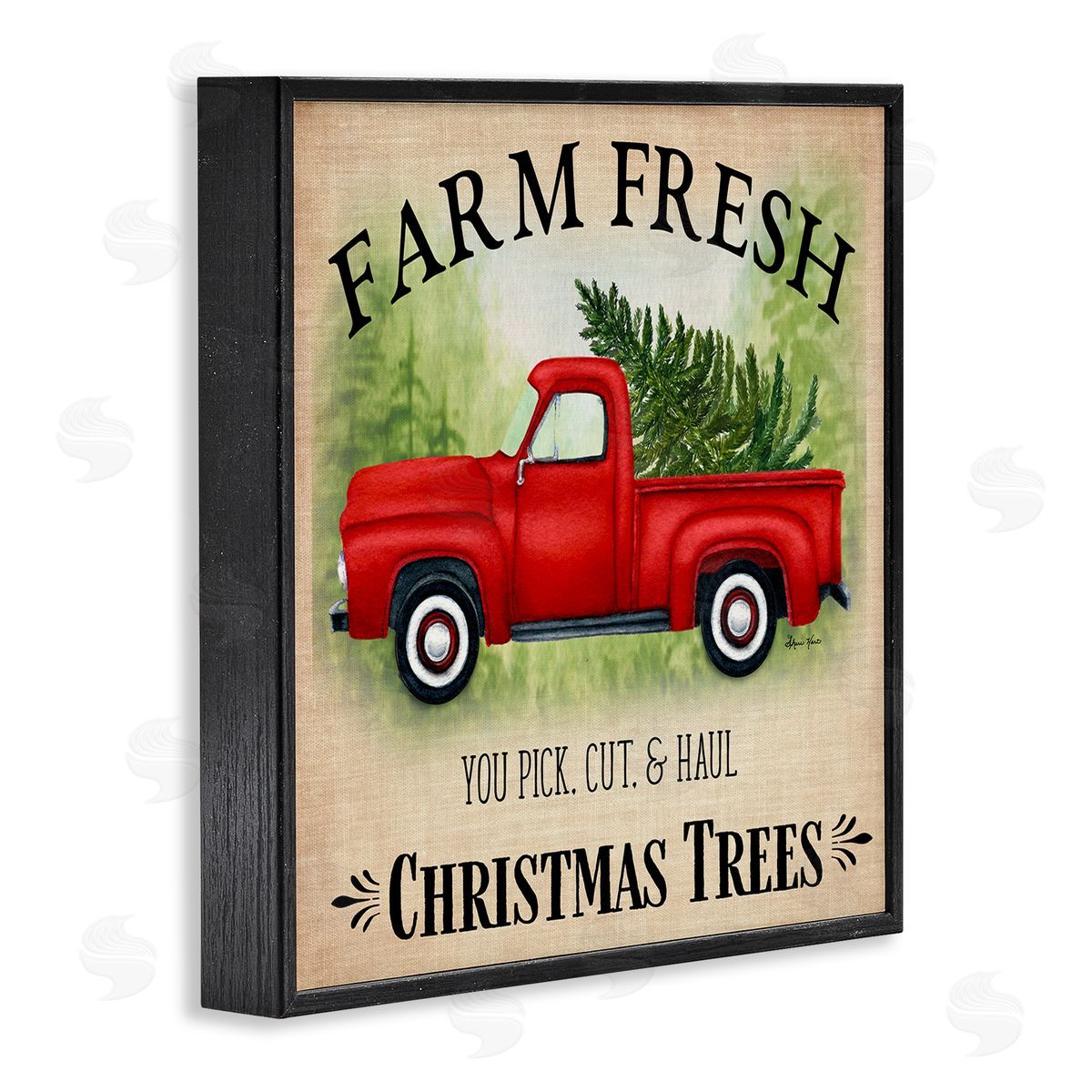 Sheri Hart Holiday Truck Christmas Trees Black Framed Giclee Wall Art