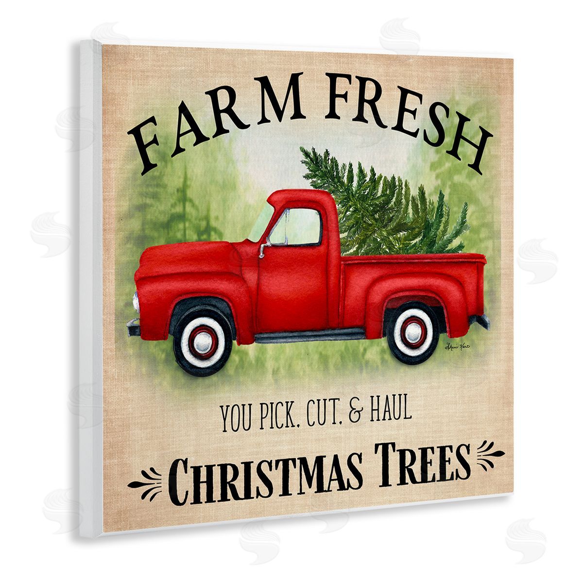 Sheri Hart Holiday Truck Christmas Trees Wall Plaque Art