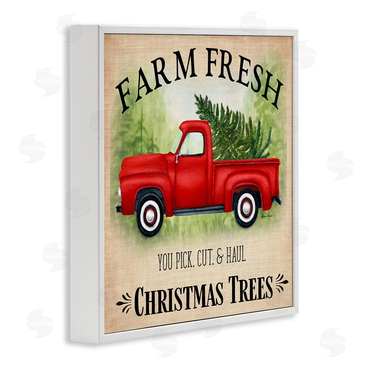 Sheri Hart Holiday Truck Christmas Trees White Framed Giclee Wall Art