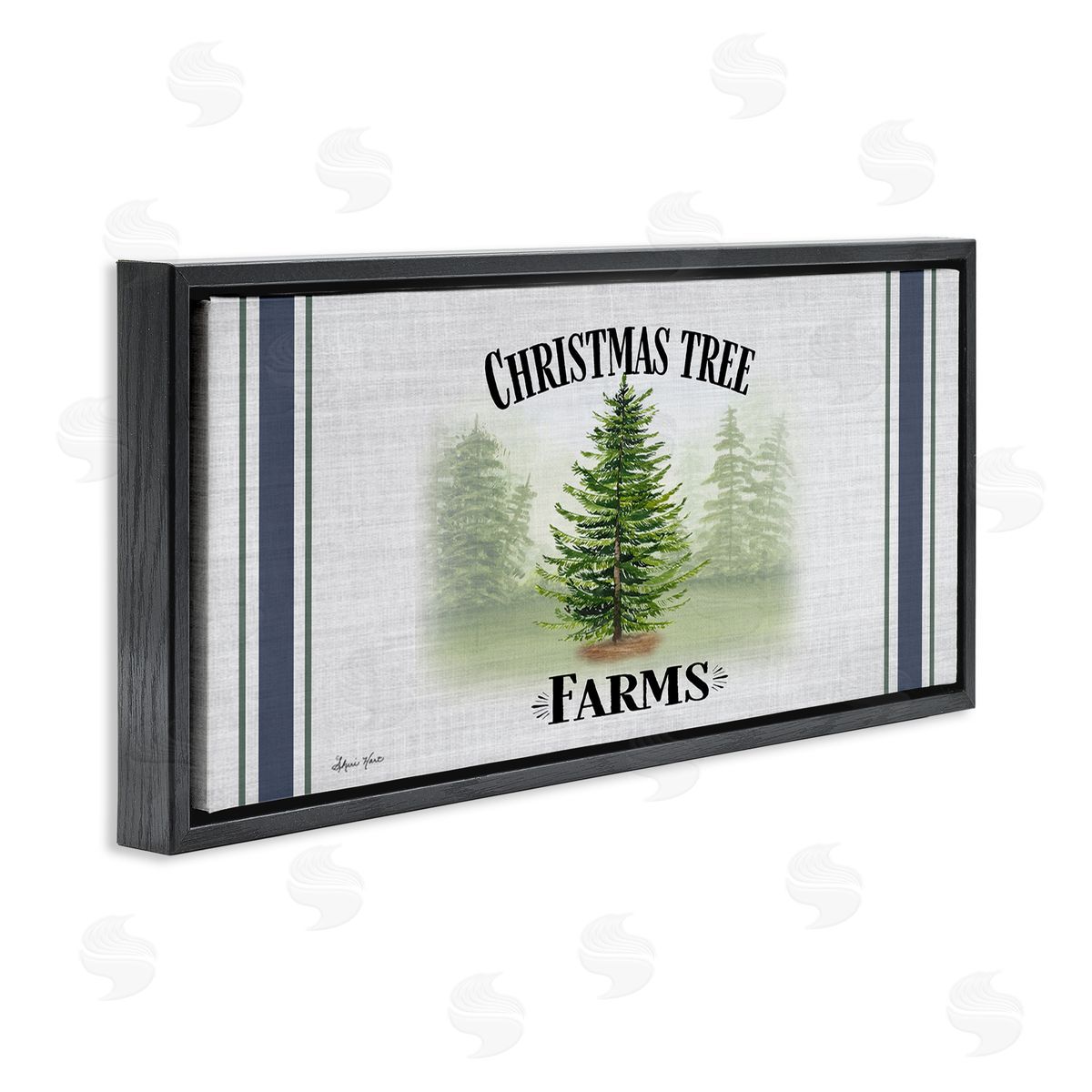 Sheri Hart Charming Christmas Tree Forest Black Floater Frame Canvas Art