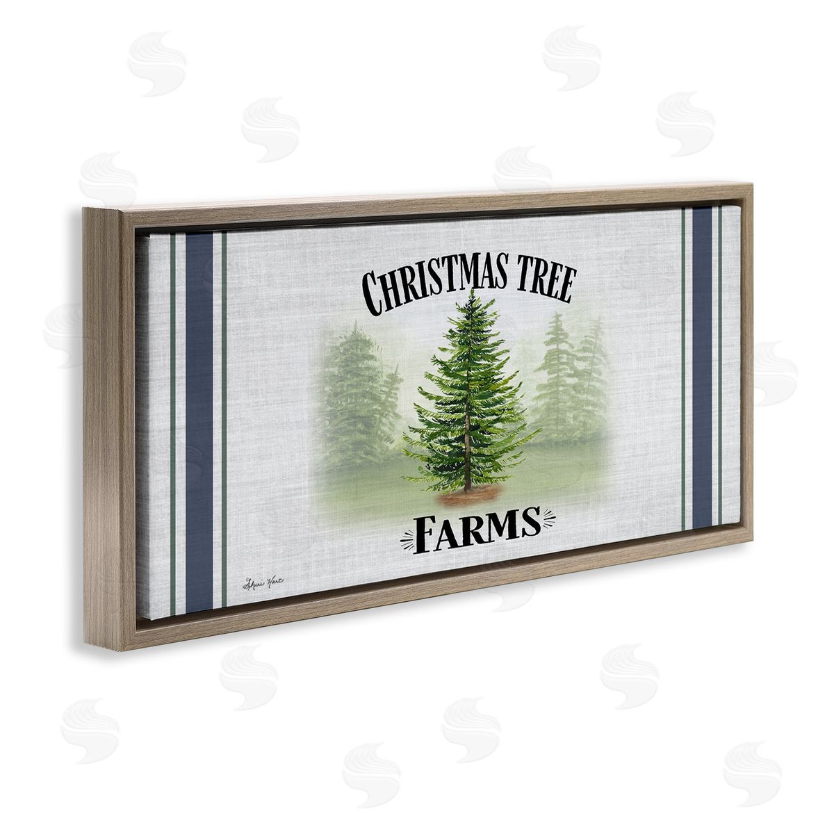 Sheri Hart Charming Christmas Tree Forest Brown Floater Frame Canvas Art