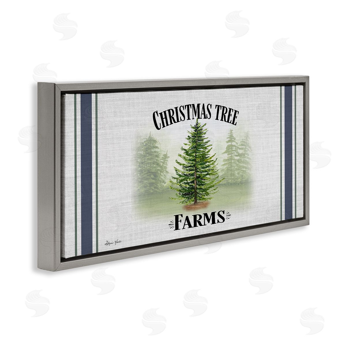 Sheri Hart Charming Christmas Tree Forest Gray Floater Frame Canvas Art