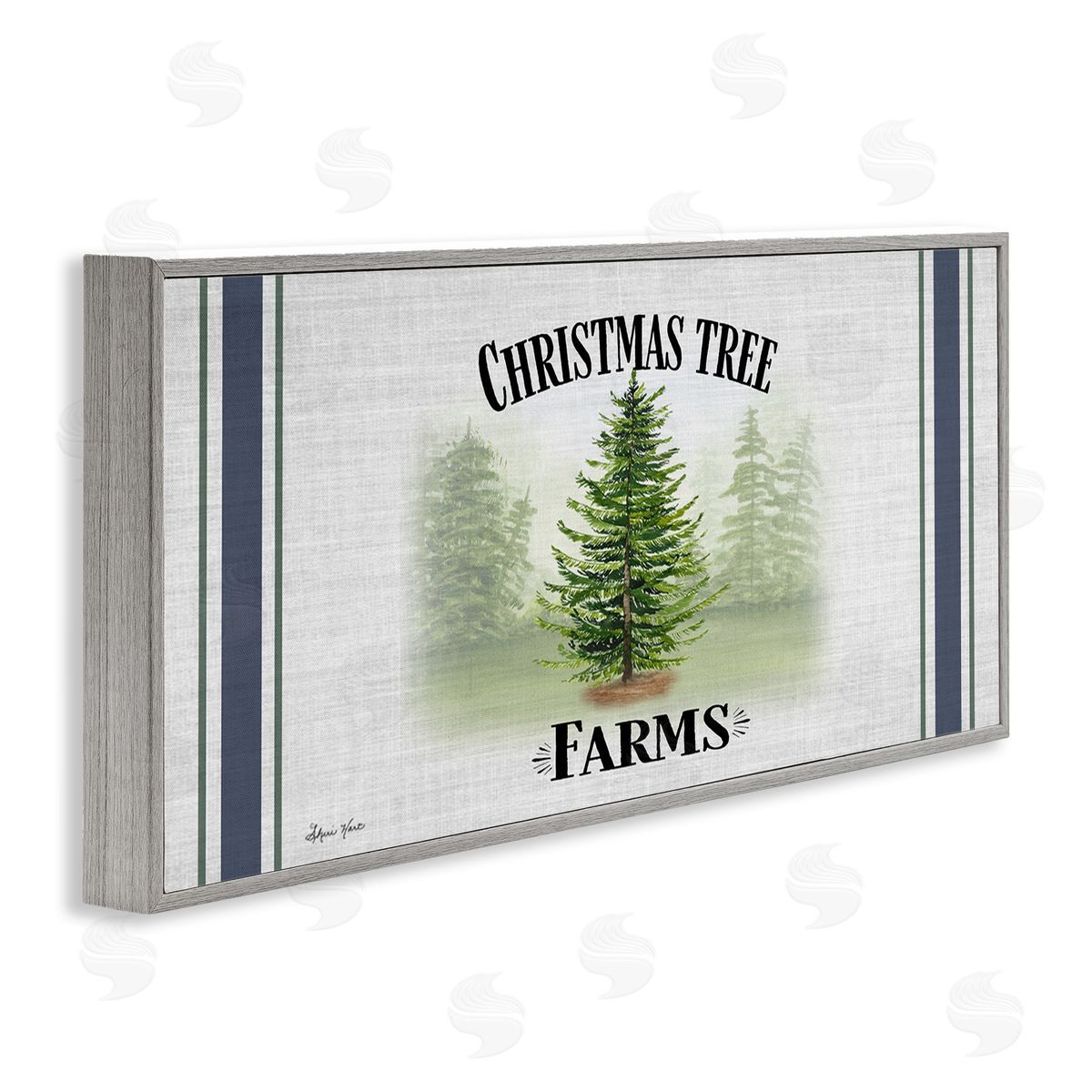 Sheri Hart Charming Christmas Tree Forest Gray Framed Giclee Wall Art