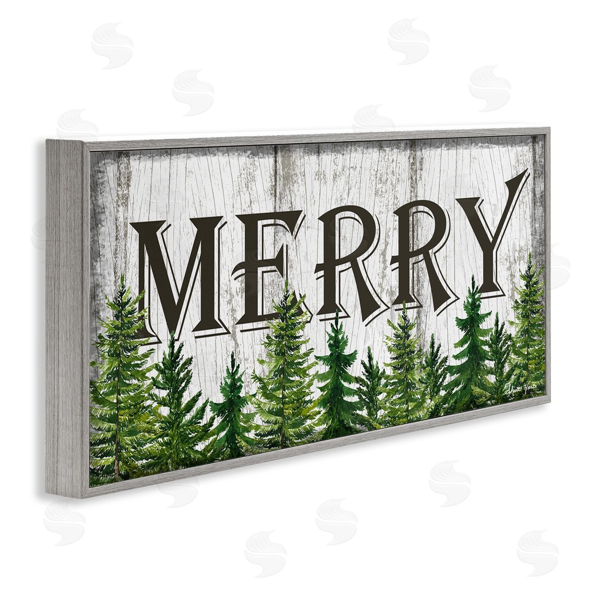 Sheri Hart Merry Rustic Winter Forest Gray Framed Giclee Wall Art