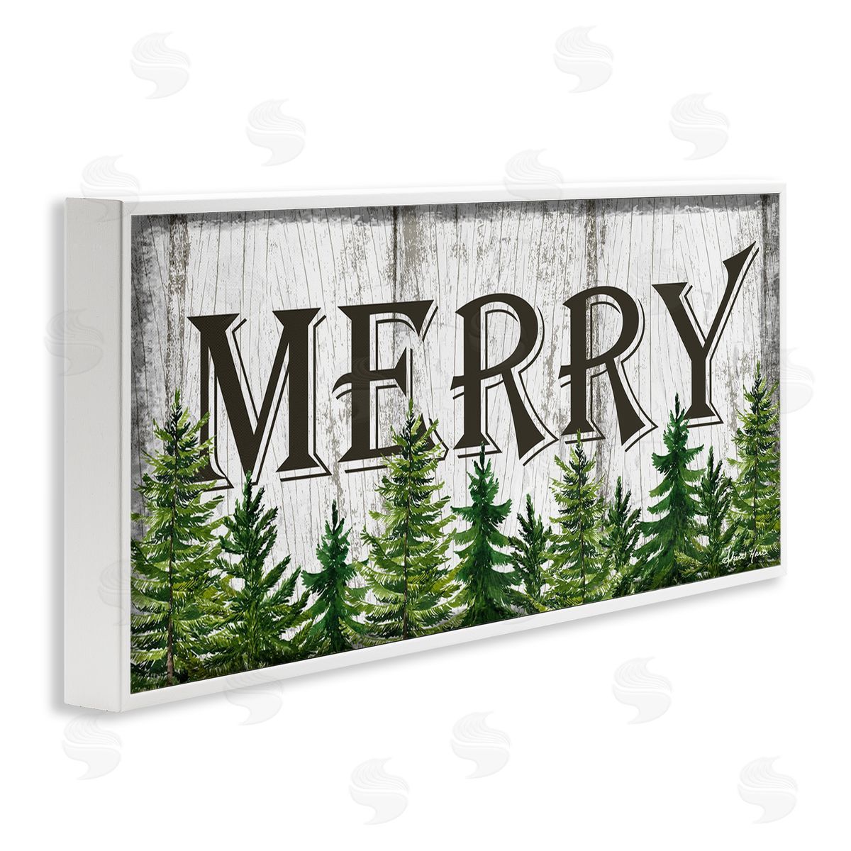 Sheri Hart Merry Rustic Winter Forest White Framed Giclee Wall Art