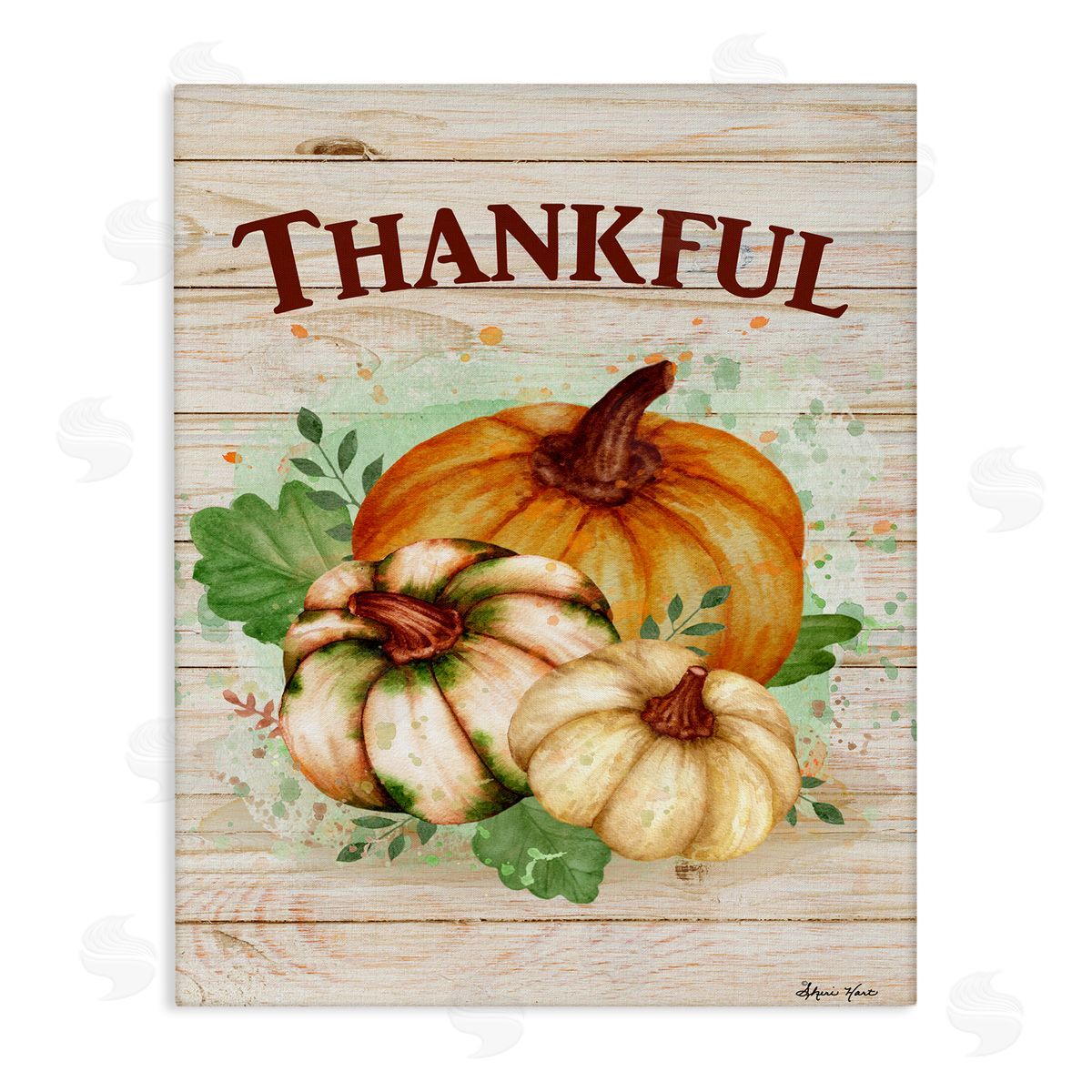 Sheri Hart Rustic Thankful Pumpkin Harvest Canvas Wall Art