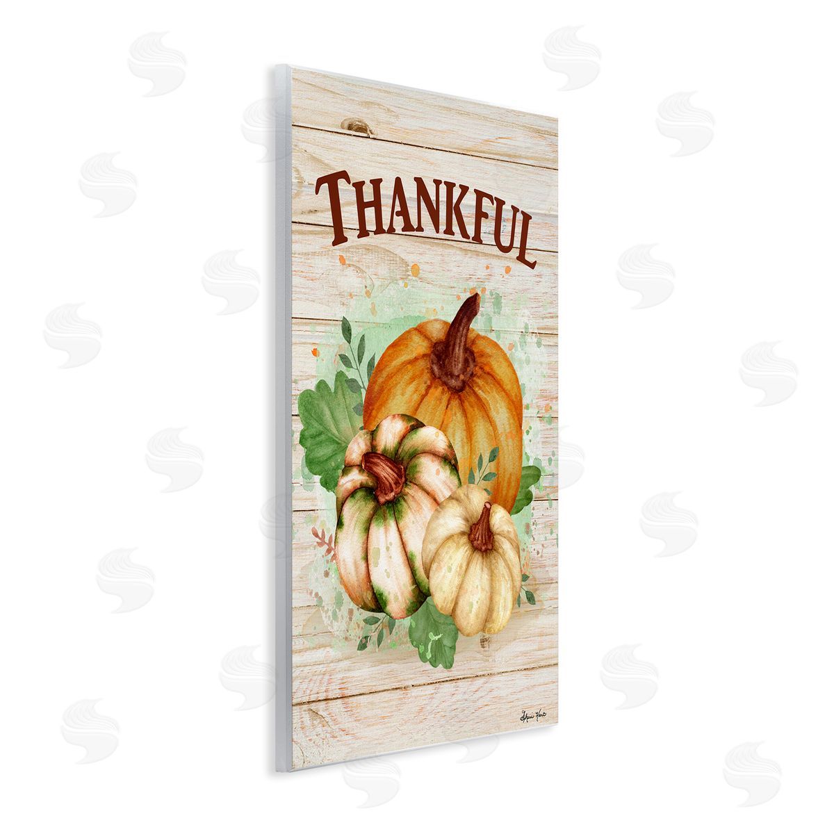 Sheri Hart Rustic Thankful Pumpkin Harvest Wall Plaque Art