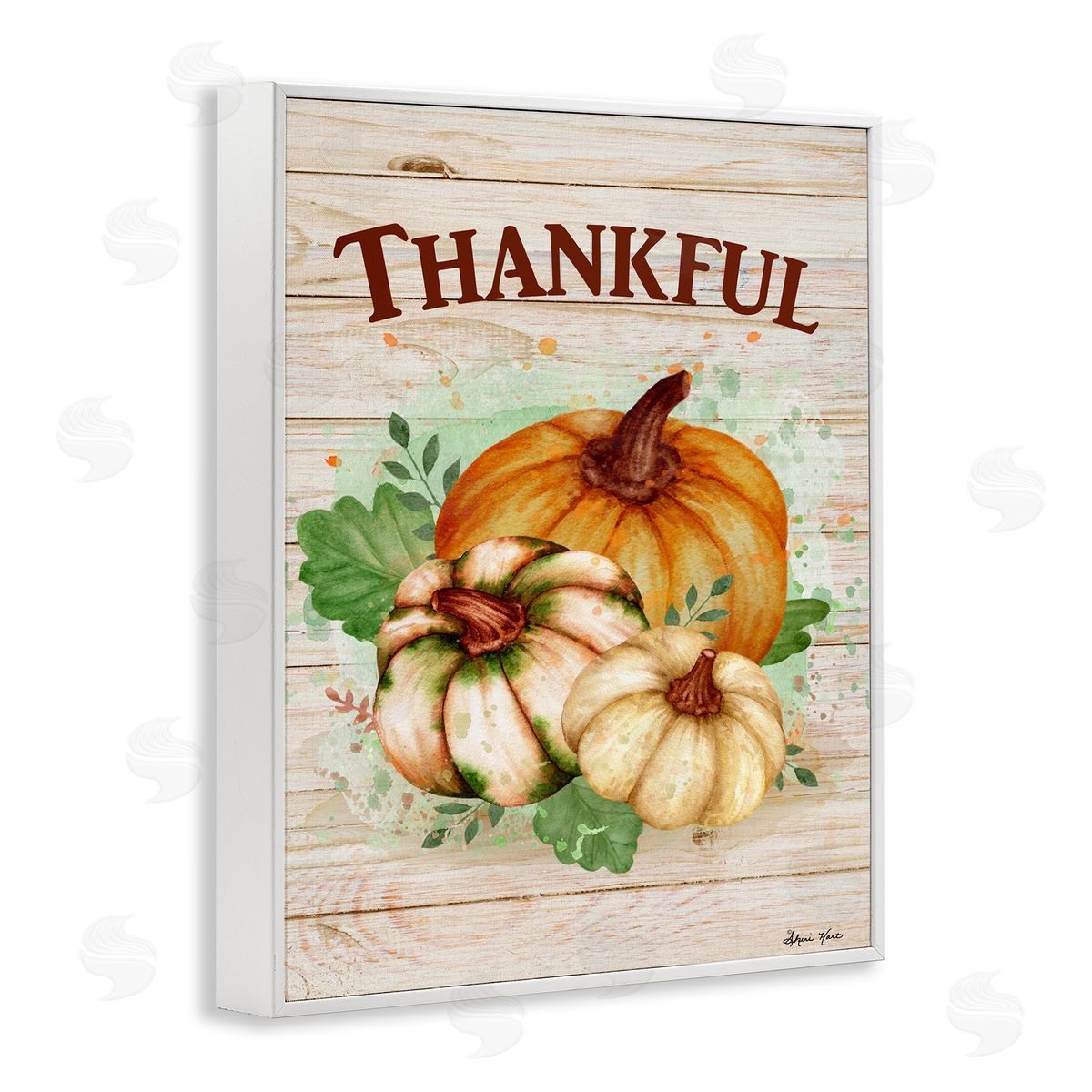 Sheri Hart Rustic Thankful Pumpkin Harvest White Framed Giclee Wall Art