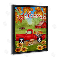 Sheri Hart | Welcome Red Truck Autumn Leaves