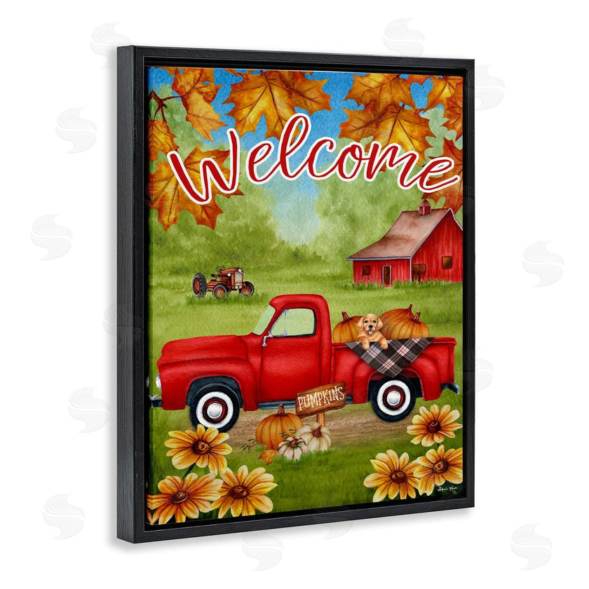 Sheri Hart | Welcome Red Truck Autumn Leaves