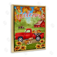 Sheri Hart | Welcome Red Truck Autumn Leaves