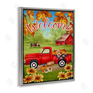 Sheri Hart | Welcome Red Truck Autumn Leaves