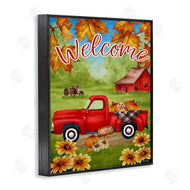 Sheri Hart | Welcome Red Truck Autumn Leaves