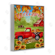 Sheri Hart | Welcome Red Truck Autumn Leaves