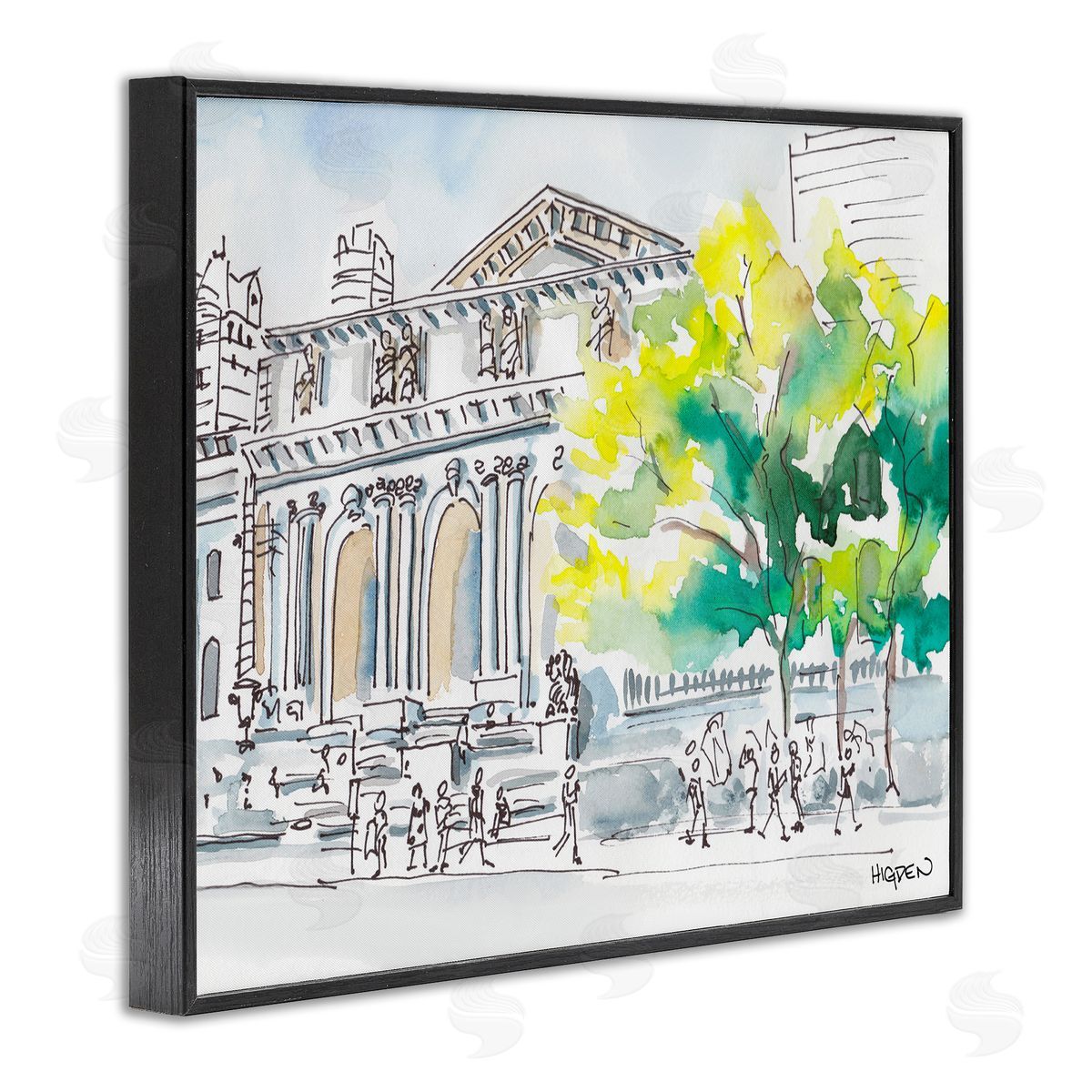 Mark Higden Classic City Architecture Watercolor Landscape Black Framed Giclee Wall Art