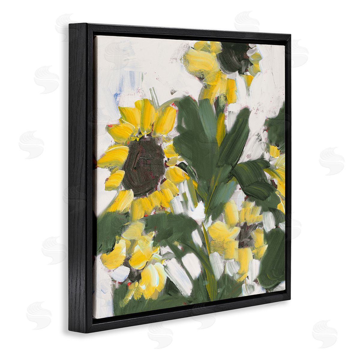 Jane Slivka Expressive Sunflower Brush Strokes Black Floater Frame Canvas Art