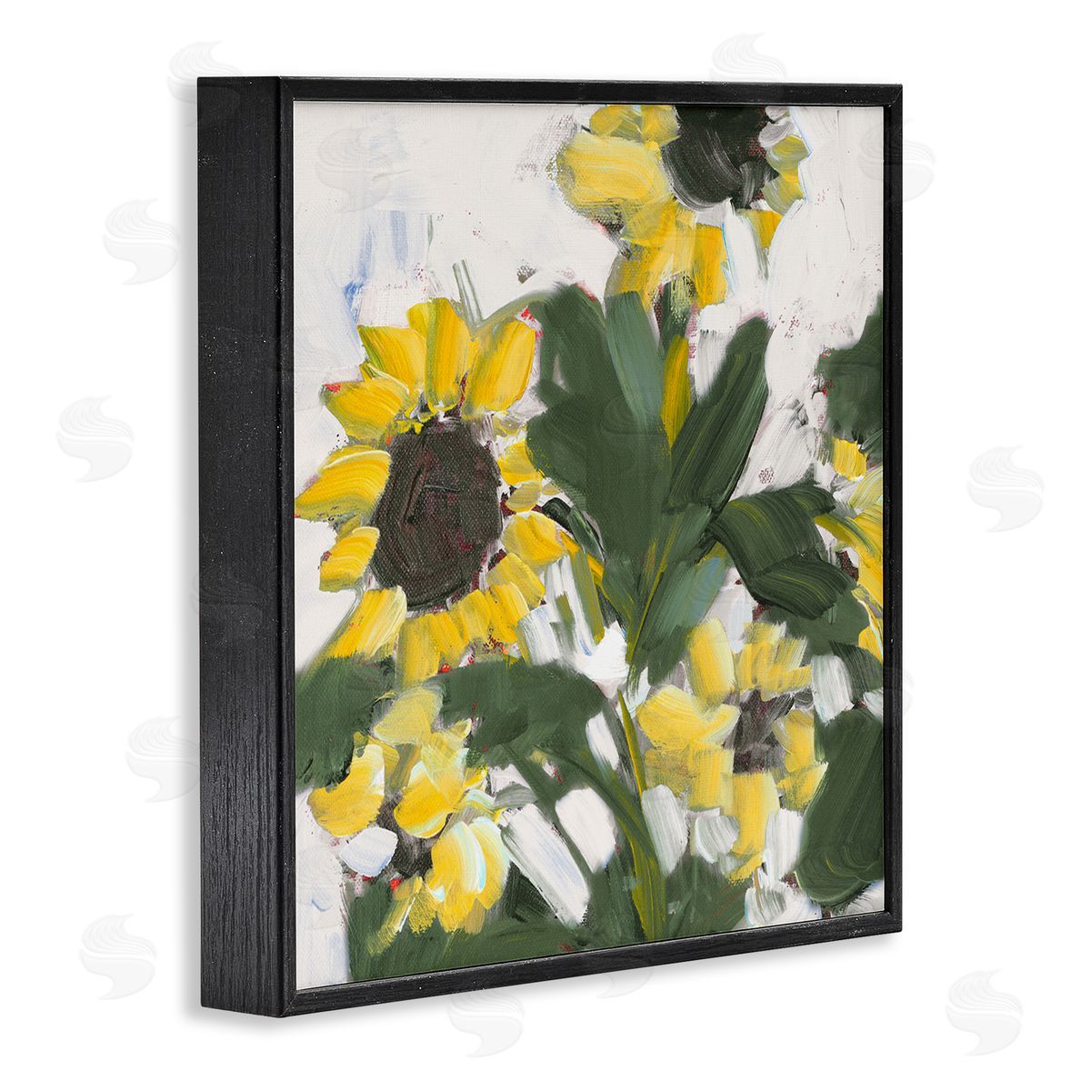 Jane Slivka Expressive Sunflower Brush Strokes Black Framed Giclee Wall Art