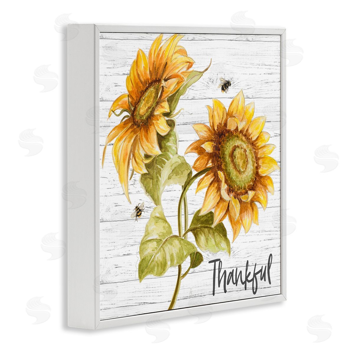 Thankful Country Sunflowers White Frame Print Wall Art, Home Decor by Patricia Pinto