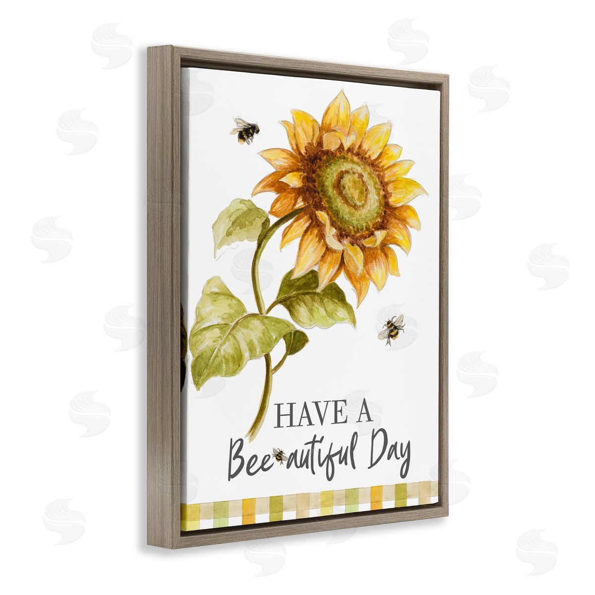 Patricia Pinto Beautiful Day Country Bee Sunflower Brown Floater Frame Canvas Art