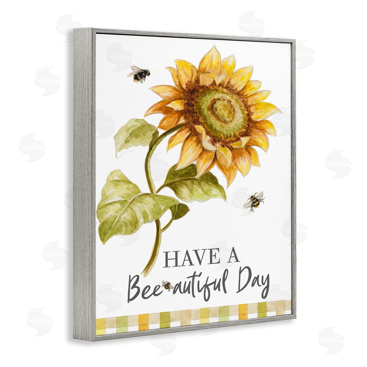 Patricia Pinto Beautiful Day Country Bee Sunflower Gray Framed Giclee Wall Art