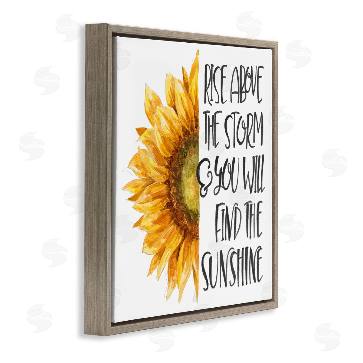 Patricia Pinto Rise Above Storm Sunflower Floral Brown Floater Frame Canvas Art