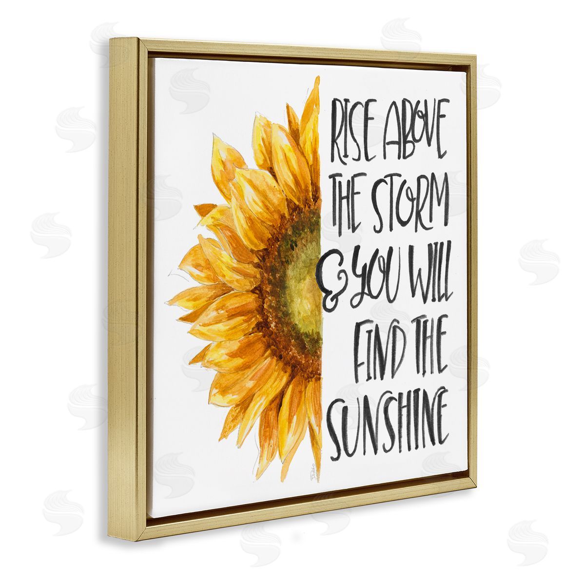 Patricia Pinto Rise Above Storm Sunflower Floral Gold Floater Frame Canvas Art