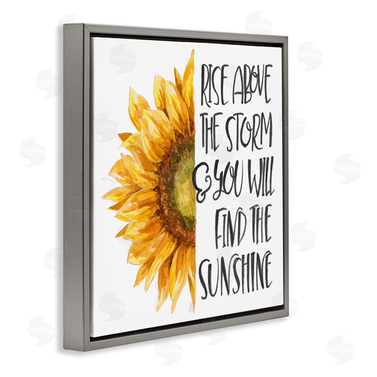 Patricia Pinto Rise Above Storm Sunflower Floral Gray Floater Frame Canvas Art