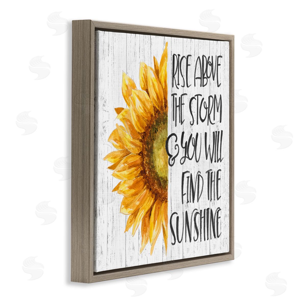 Find Sunshine Motivational Sunflower Brown Floating Frame Canvas Wall Art, Home Decor by Patricia Pinto
