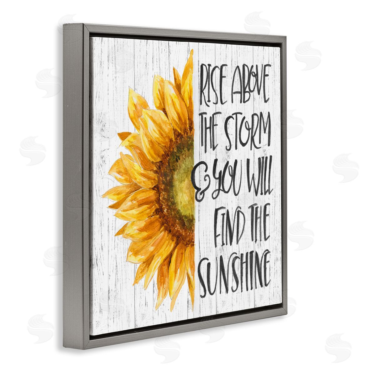 Find Sunshine Motivational Sunflower Grey Floating Frame Canvas Wall Art, Home Decor by Patricia Pinto