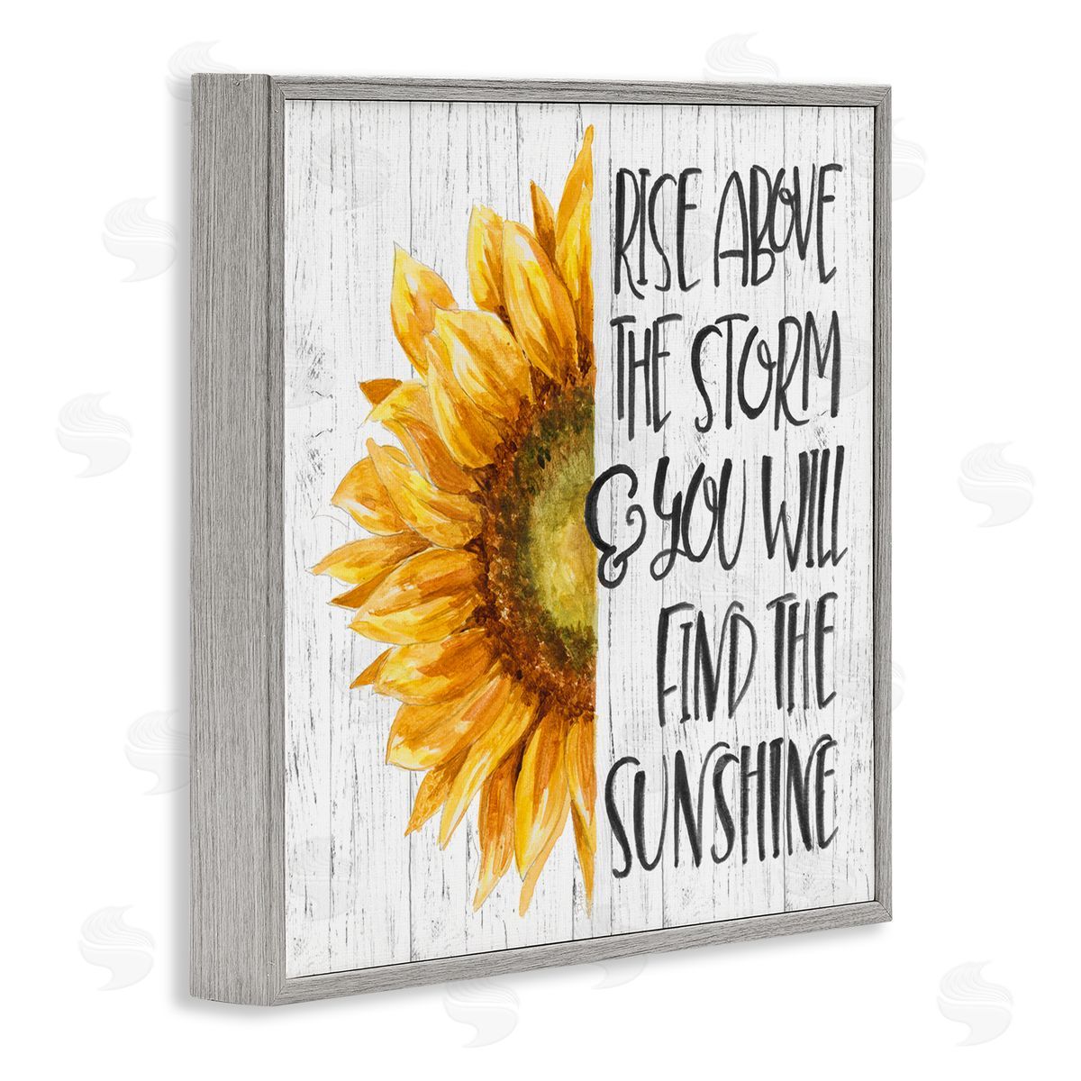 Find Sunshine Motivational Sunflower Grey Frame Print Wall Art, Home Decor by Patricia Pinto