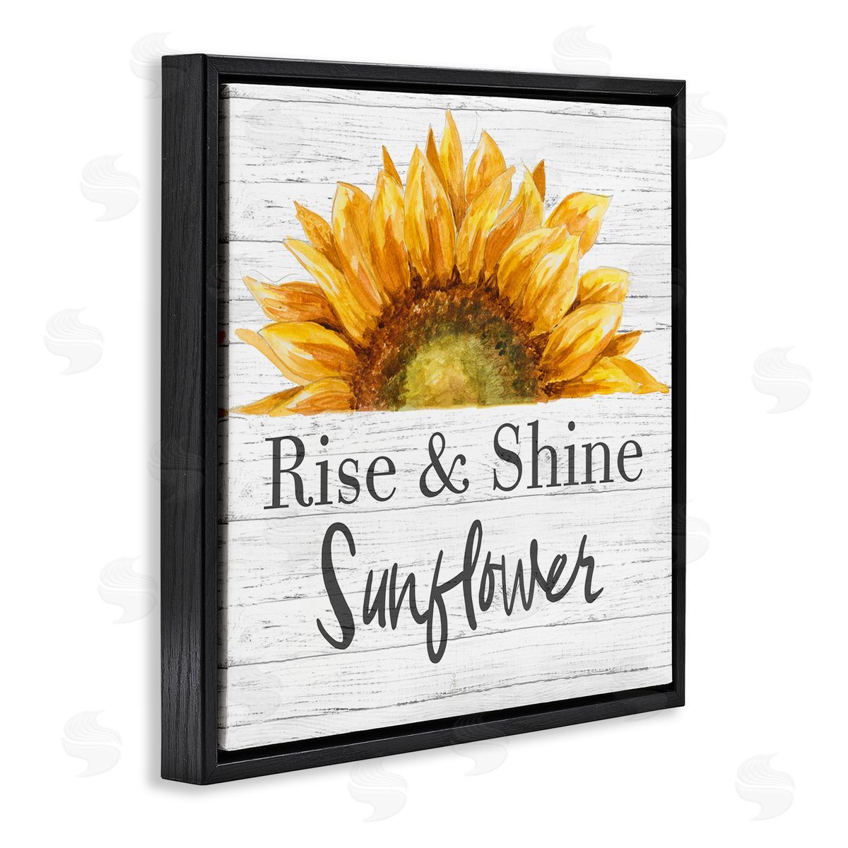 Rise and Shine Sunflower Black Floating Frame Canvas Wall Art, Home Decor by Patricia Pinto