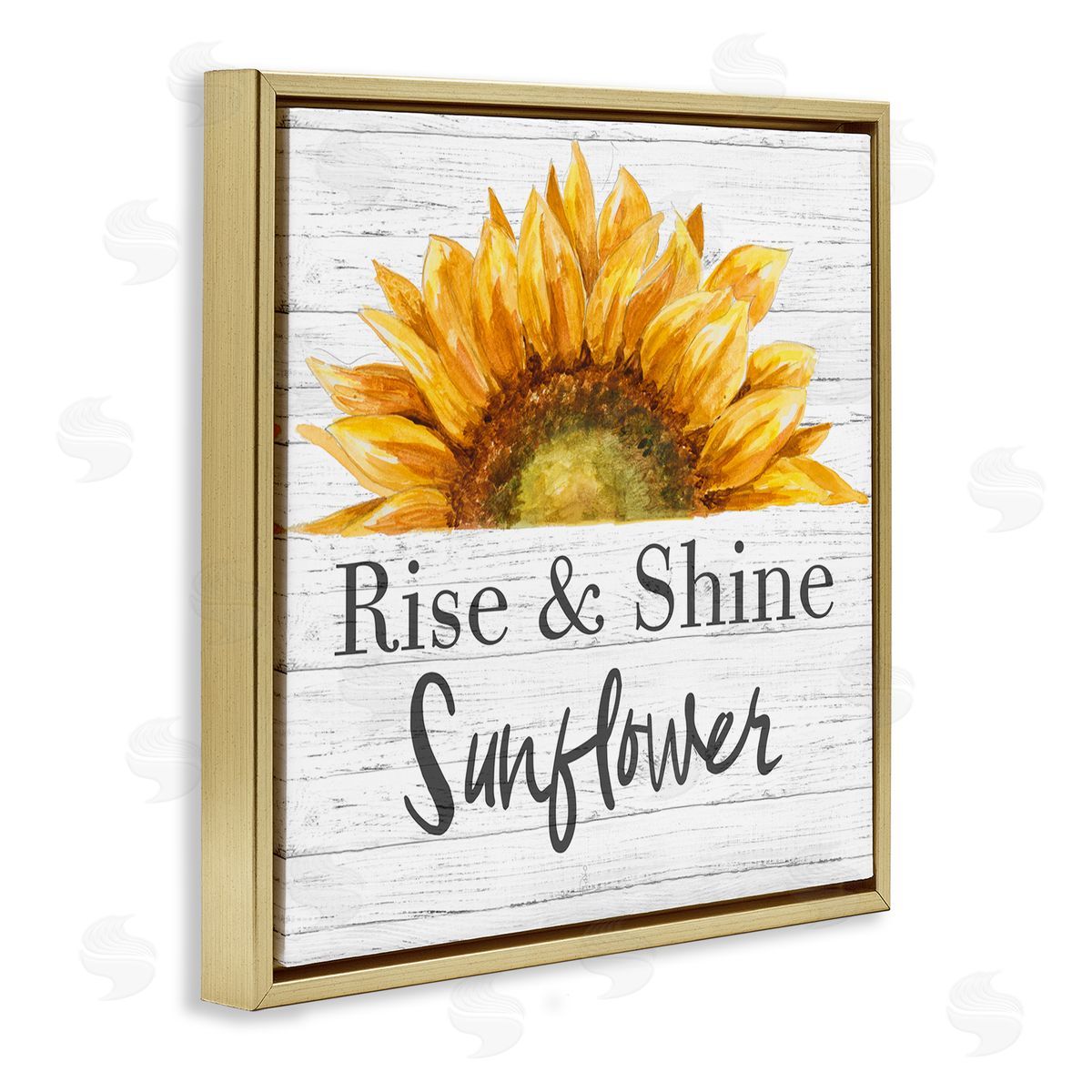 Rise and Shine Sunflower Gold Floating Frame Canvas Wall Art, Home Decor by Patricia Pinto