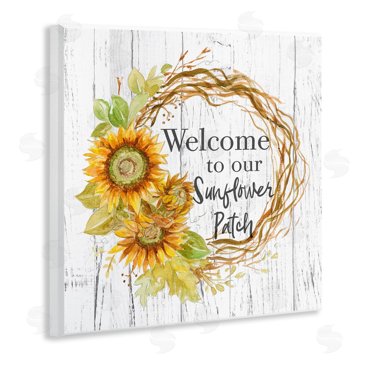 Welcome Rustic Floral Wreath Wood Plaque Wall Art, Home Decor by Patricia Pinto