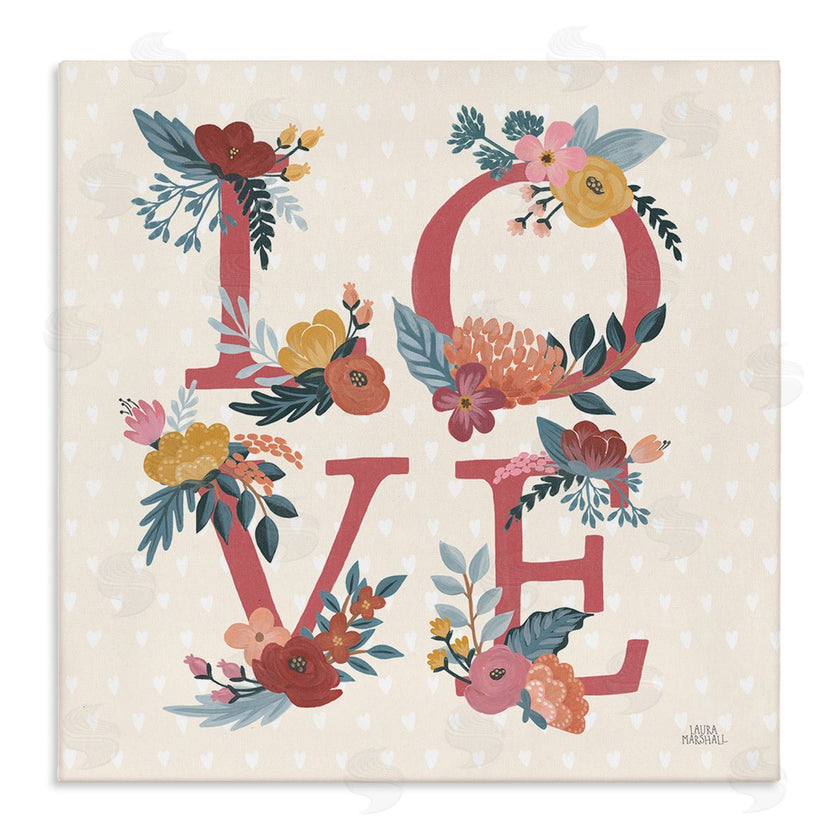 Laura Marshall | Love Text Floral Heart Pattern