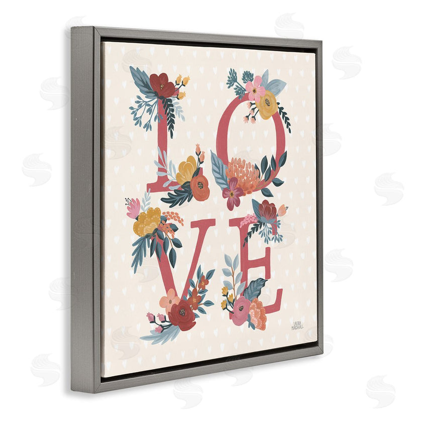 Laura Marshall | Love Text Floral Heart Pattern