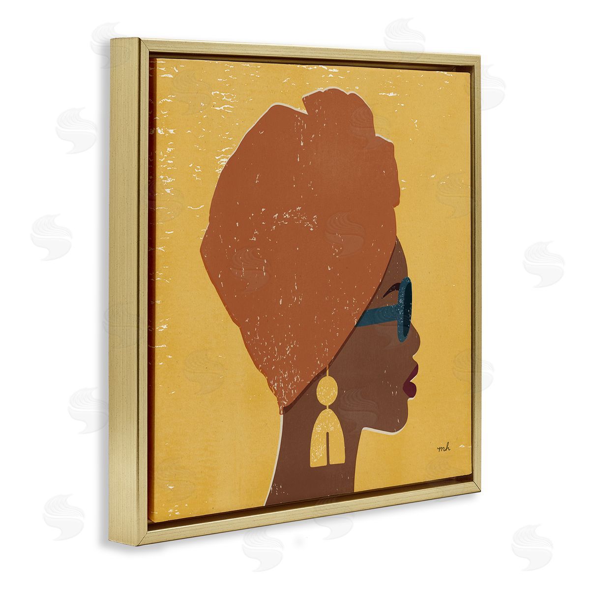 Moira Hershey Female Head Wrap Glam Fashion Gold Floater Frame Canvas Art