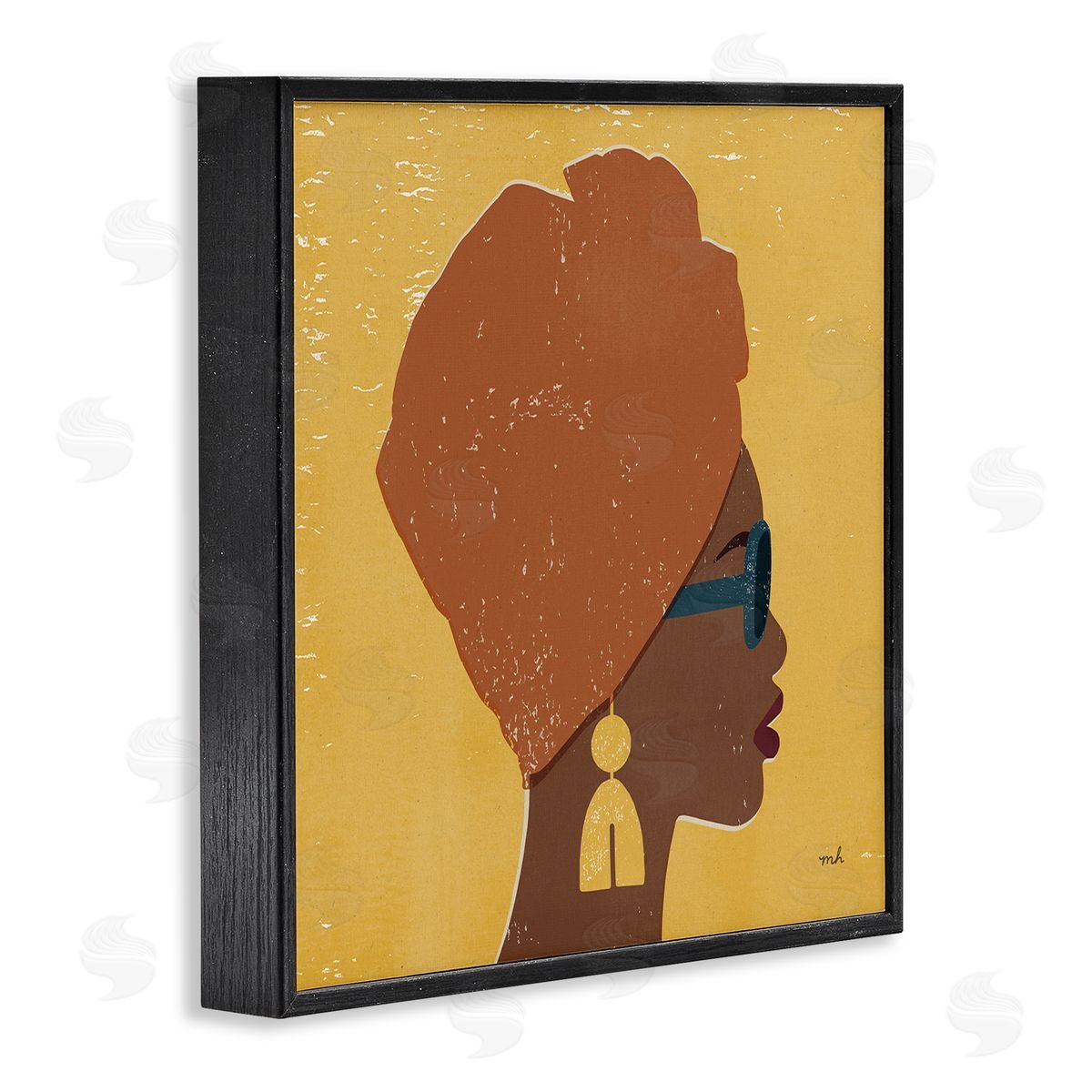 Moira Hershey Female Head Wrap Glam Fashion Black Framed Giclee Wall Art