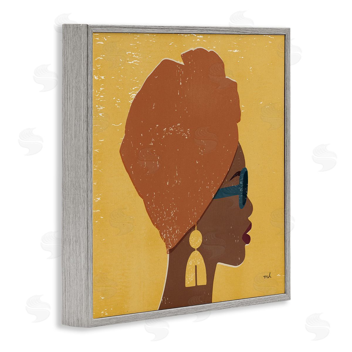 Moira Hershey Female Head Wrap Glam Fashion Gray Framed Giclee Wall Art