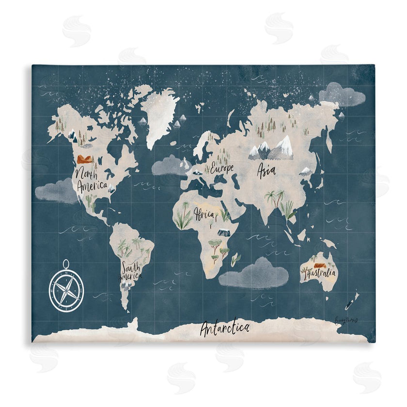 Becky Thorns | World Map Nautical Cloud Details
