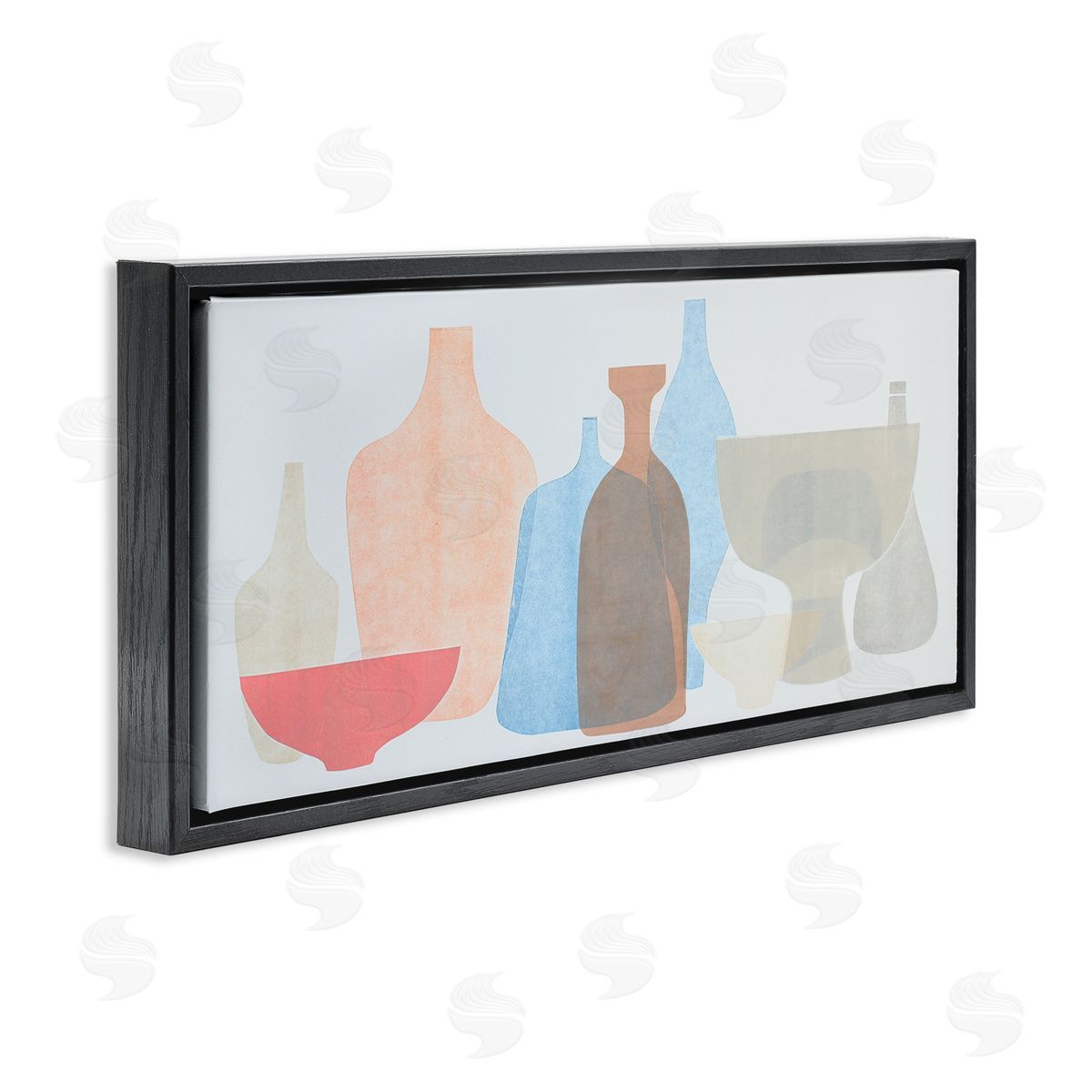 Rob Delamater Abstract Pottery Soft Pink Blue Black Floater Frame Canvas Art
