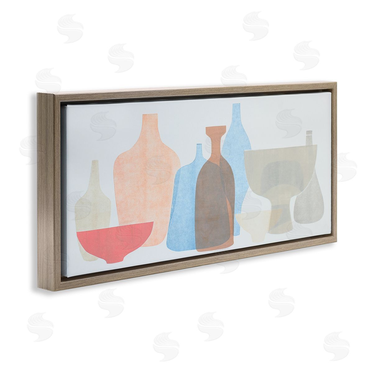 Rob Delamater Abstract Pottery Soft Pink Blue Brown Floater Frame Canvas Art