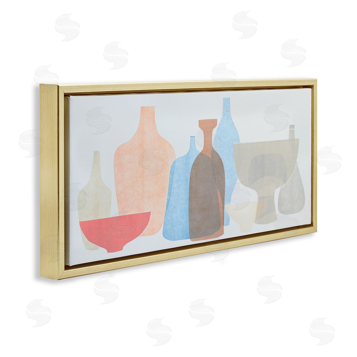 Rob Delamater Abstract Pottery Soft Pink Blue Gold Floater Frame Canvas Art