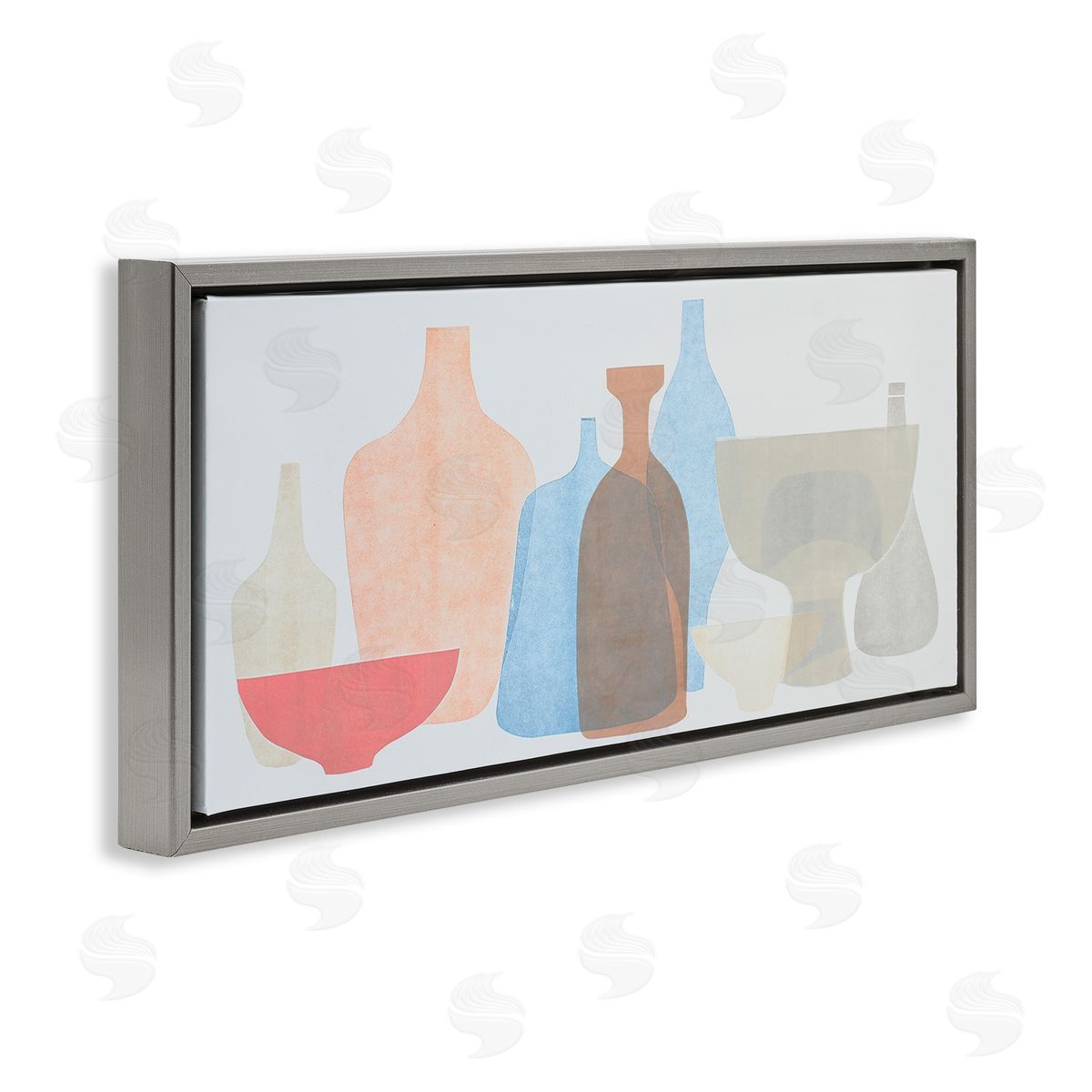 Rob Delamater Abstract Pottery Soft Pink Blue Gray Floater Frame Canvas Art