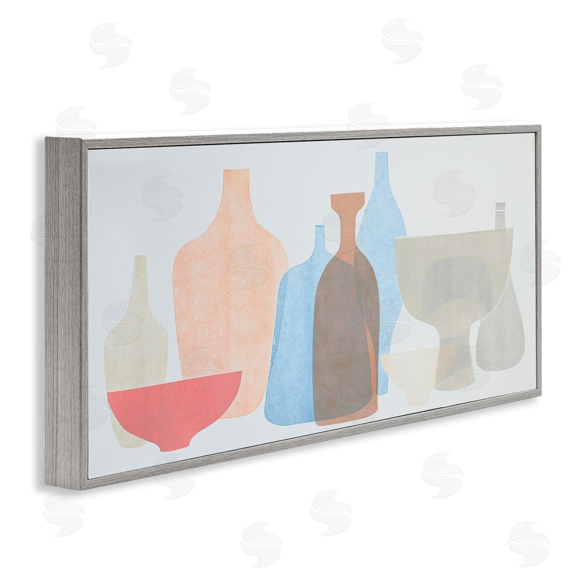 Rob Delamater Abstract Pottery Soft Pink Blue Gray Framed Giclee Wall Art