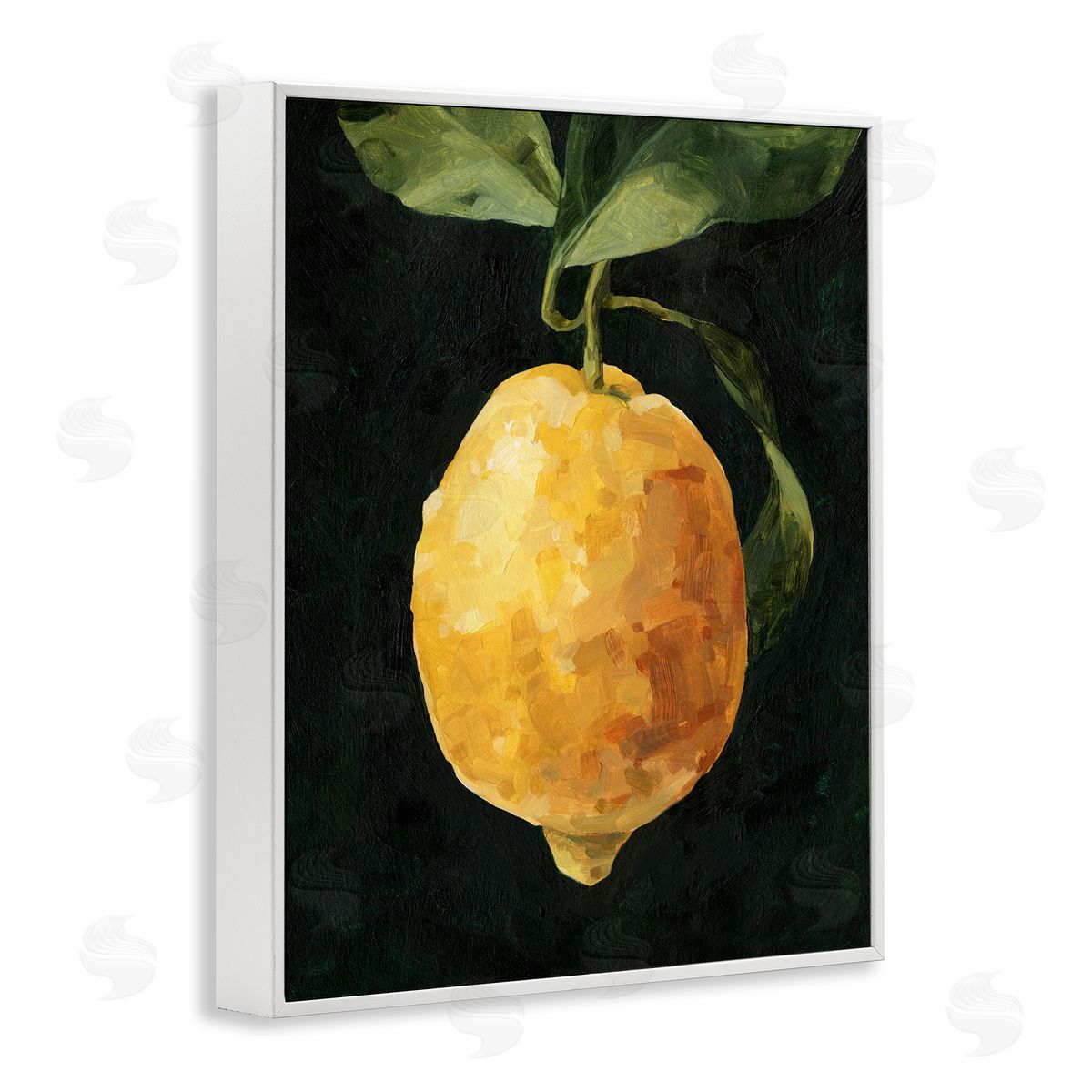 Abstract Lemon on Vine White Frame Print Wall Art, Home Decor by Emma Caroline